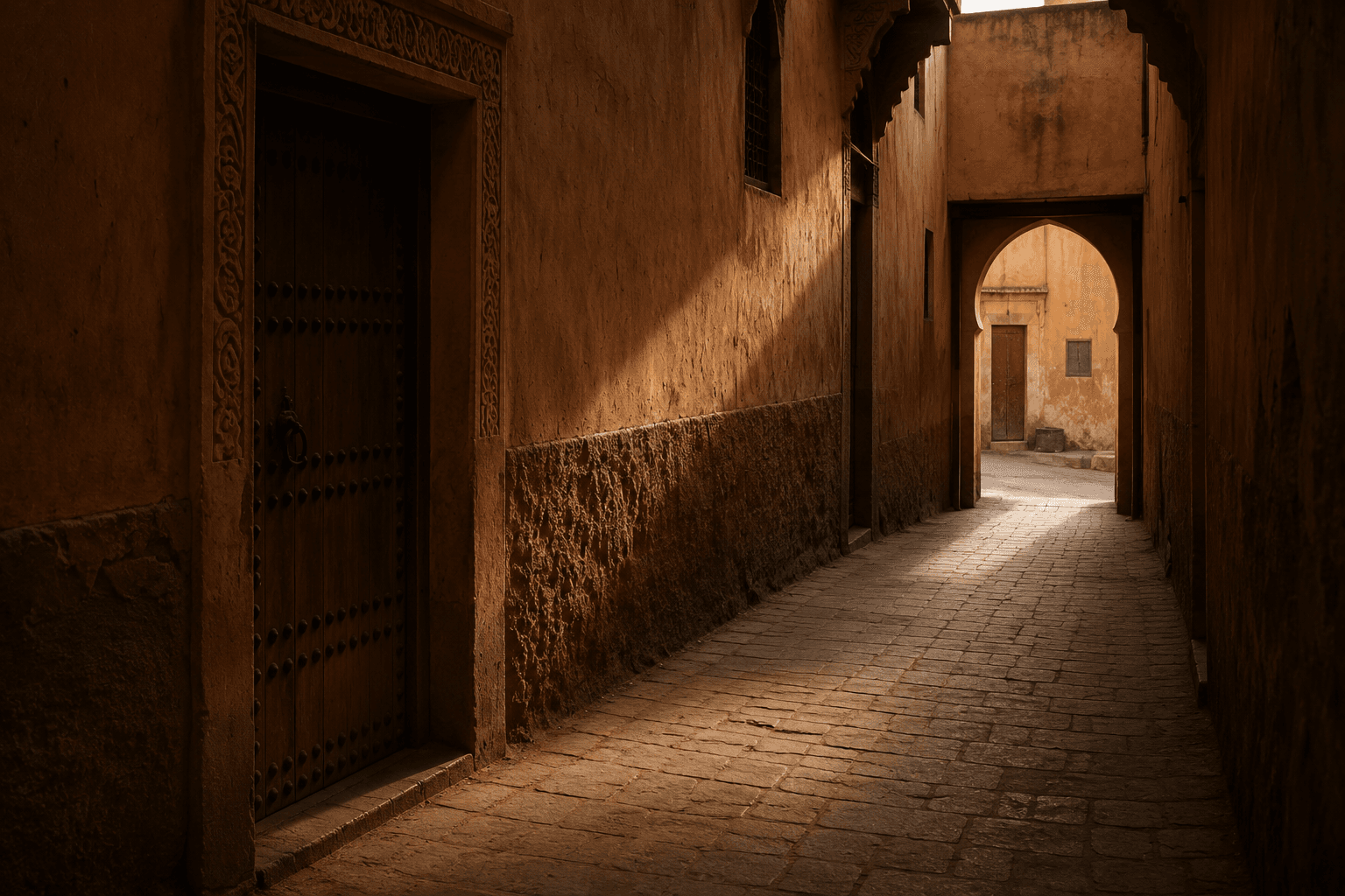 Marrakech — Amanjena rose garden at morning light